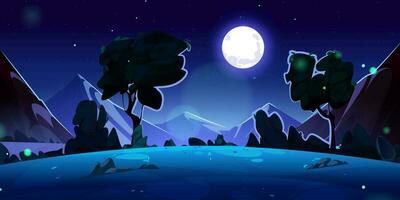 Night mountain valley landscape illustration vector