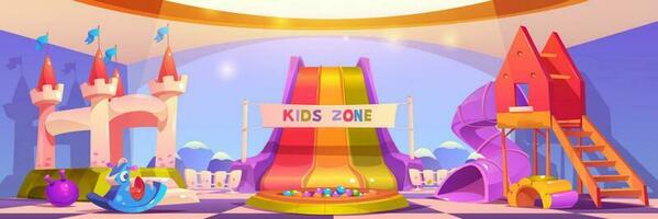 Cartoon kids zone for active leisure and fun vector