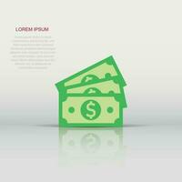 Dollar currency banknote icon in flat style. Dollar cash vector illustration on white isolated background. Banknote bill business concept.