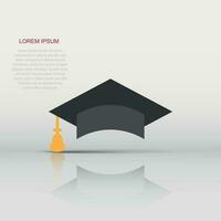 Graduation cap icon in flat style. Education hat vector illustration on white isolated background. University bachelor business concept.