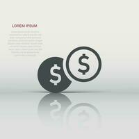 Coins stack icon in flat style. Dollar coin vector illustration on white isolated background. Money stacked business concept.