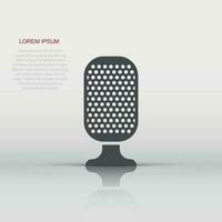 Microphone icon in flat style. Mic broadcast vector illustration on white isolated background. Microphone mike speech business concept.