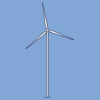 Wind Turbine Vector Icon Illustration with Outline for Design Element, Clip Art, Web, Landing page, Sticker, Banner. Flat Cartoon Style