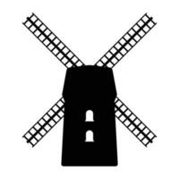 Windmill Silhouette. Black and White Icon Design Elements on Isolated White Background vector