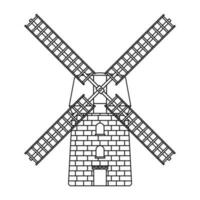 Windmill Outline Icon Illustration on White Background vector