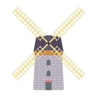 Windmill Flat Illustration. Clean Icon Design Element on Isolated White Background vector