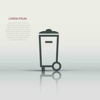 Trash bin garbage icon in flat style. Trash bucket vector illustration on white isolated background. Garbage basket business concept.