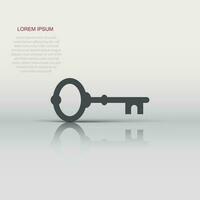 Key icon in flat style. Access login vector illustration on white isolated background. Password key business concept.