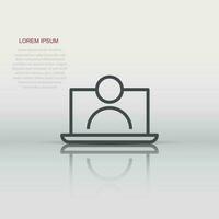 Online training process icon in flat style. Webinar seminar vector illustration on white isolated background. E-learning business concept.