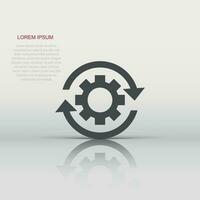 Workflow process icon in flat style. Gear cog wheel with arrows vector illustration on white isolated background. Workflow business concept.