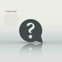 Question mark icon in flat style. Discussion speech bubble vector illustration on white isolated background. Question business concept.