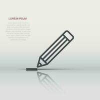 Pencil with rubber eraser icon in flat style. Highlighter vector illustration on white isolated background. Pencil business concept.