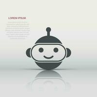 Cute robot chatbot icon in flat style. Bot operator vector illustration on white isolated background. Smart chatbot character business concept.