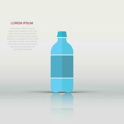 Water bottle icon in flat style. Plastic soda bottle vector illustration on white isolated background. Liquid water business concept.