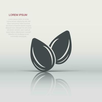 Almond icon in flat style. Bean vector illustration on white isolated background. Nut business concept.
