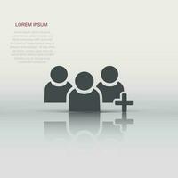 People communication user profile icon in flat style. People with plus vector illustration on white isolated background. Partnership business concept.