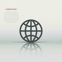 Earth planet icon in flat style. Globe geographic vector illustration on white isolated background. Global communication business concept.