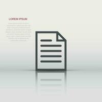 Document note icon in flat style. Paper sheet vector illustration on white isolated background. Notepad document business concept.