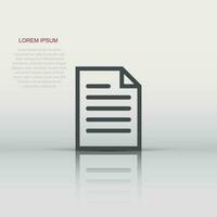 Document note icon in flat style. Paper sheet vector illustration on white isolated background. Notepad document business concept.