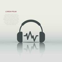 Headphone headset icon in flat style. Headphones vector illustration on white isolated background. Audio gadget business concept.