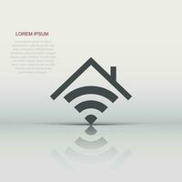 Smart home icon in flat style. House control vector illustration on white isolated background. Smart home business concept.