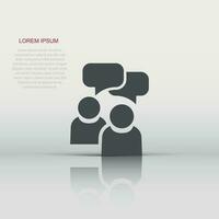 People with speech bubble icon in flat style. Business agreement vector illustration on white isolated background. Partnership talk business concept.