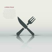 Fork and knife restaurant icon in flat style. Dinner equipment vector illustration on white isolated background. Restaurant business concept.