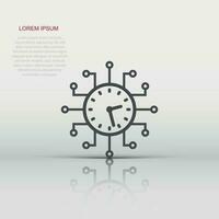 Real time icon in flat style. Clock vector illustration on white isolated background. Watch business concept.