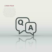 Question and answer icon in flat style. Discussion speech bubble vector illustration on white isolated background. Question, answer business concept.