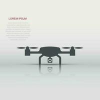 Drone quadrocopter icon in flat style. Quadcopter camera vector illustration on white isolated background. Helicopter flight business concept.