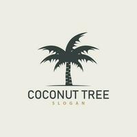 Coconut Tree Logo, Palm Tree Plant Vector, Simple Icon Silhouette Template Design vector