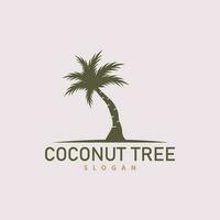 Coconut Tree Logo, Palm Tree Plant Vector, Simple Icon Silhouette Template Design vector