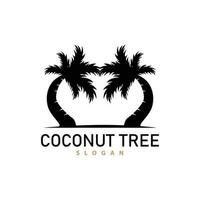 Coconut Tree Logo, Palm Tree Plant Vector, Simple Icon Silhouette Template Design vector