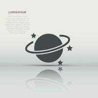 Saturn icon in flat style. Planet vector illustration on white isolated background. Galaxy space business concept.