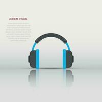 Headphone headset icon in flat style. Headphones vector illustration on white isolated background. Audio gadget business concept.