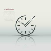 Real time icon in flat style. Clock vector illustration on white isolated background. Watch business concept.