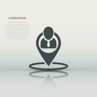 Placement icon in flat style. People pin vector illustration on white isolated background. Navigation business concept.