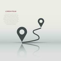 Distance pin icon in flat style. Gps navigation vector illustration on white isolated background. Communication travel business concept.