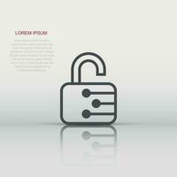 Cyber security icon in flat style. Padlock locked vector illustration on white isolated background. Closed password business concept.