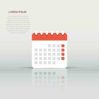 Calendar agenda icon in flat style. Planner vector illustration on white isolated background. Calendar business concept.