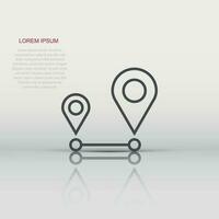 Distance pin icon in flat style. Gps navigation vector illustration on white isolated background. Communication travel business concept.