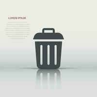 Trash bin garbage icon in flat style. Trash bucket vector illustration on white isolated background. Garbage basket business concept.