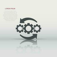 Operation project icon in flat style. Gear process vector illustration on white isolated background. Technology produce business concept.