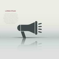 Megaphone speaker icon in flat style. Bullhorn audio announcement vector illustration on white isolated background. Megaphone broadcasting business concept.