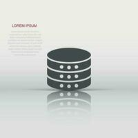 Data center icon in flat style. Server vector illustration on white isolated background. Security business concept.