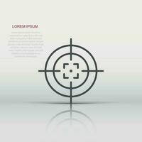 Shooting target vector icon in flat style. Aim sniper symbol illustration on white background. Target aim business concept.