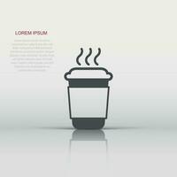 Coffee, tea cup icon in flat style. Coffee mug vector illustration on white isolated background. Drink business concept.