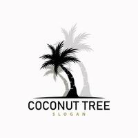 Coconut Tree Logo, Palm Tree Plant Vector, Simple Icon Silhouette Template Design vector