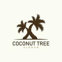 Coconut Tree Logo, Palm Tree Plant Vector, Simple Icon Silhouette Template Design vector