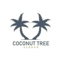 Coconut Tree Logo, Palm Tree Plant Vector, Simple Icon Silhouette Template Design vector